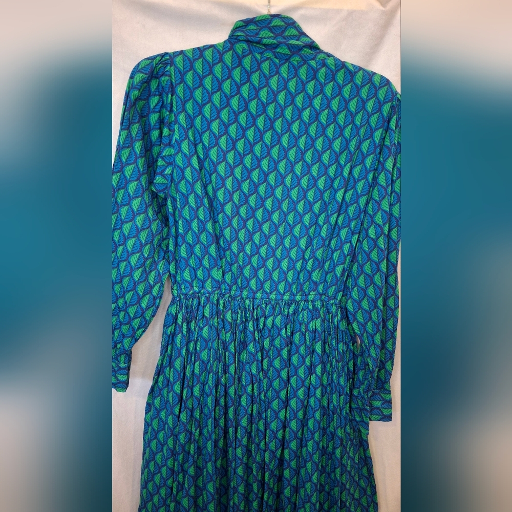 Afrofunkk is Tribal Funkk Blue Green Long Sleeve Dress Size 12 Womens - Picture 11 of 14